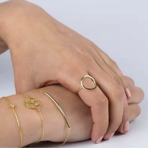 NEW‎ Unisex Yellow Gold Plated S925 Open Circle Band Ring, Adjustable